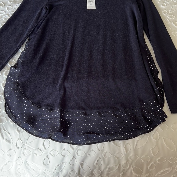NWT LOFT Long Sleeve Top with Polka Dot Hem - Picture 3 of 4